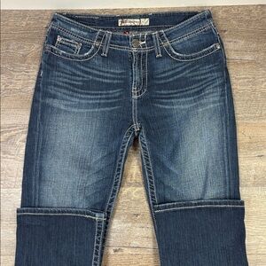 👖 BKE “Harper” Crop Jeans – Signature Stitch Size 28 | Dark Wash | Buckle